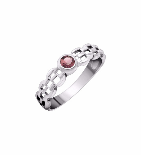 Anillo Trenzado Con Turmalina Rosa By Sarah Kosta Joyas