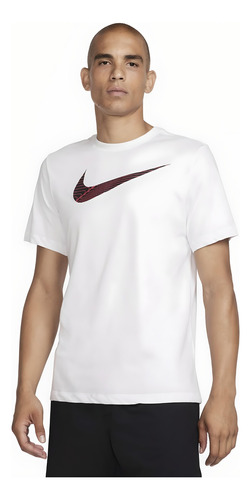 Camiseta Nike Hombre Dri-fit Fitness Blanco Rojo