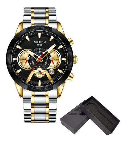 Relojes Nibosi Impermeables De Acero Inoxidable Luminosos Pa Color Del Fondo Plateado/dorado/negro
