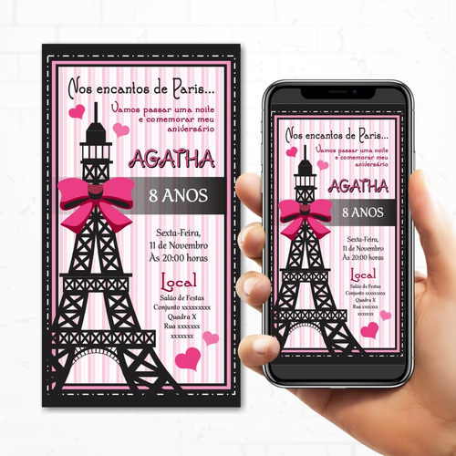 Convite Digital Virtual Personalizado Paris