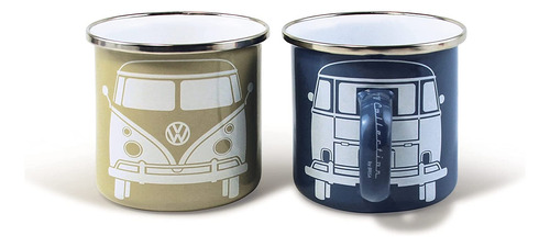 Set 2 Tazas Esmaltadas Volkswagen T1 Bus Blue/grey