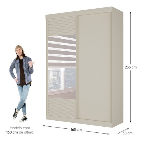 Guarda Roupa Infantil 2 Portas 1 Porta Com Espelho Wt