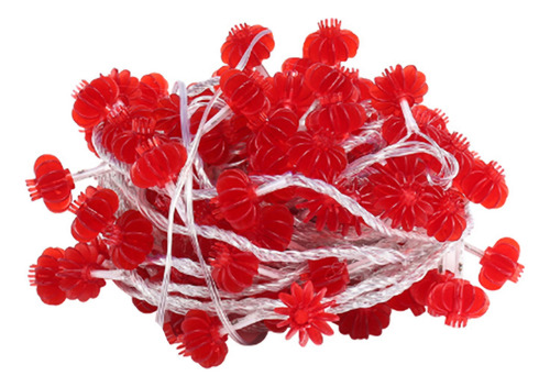 Cadena De Faroles Chinos Rojos Con Cuentas Led Impermeables