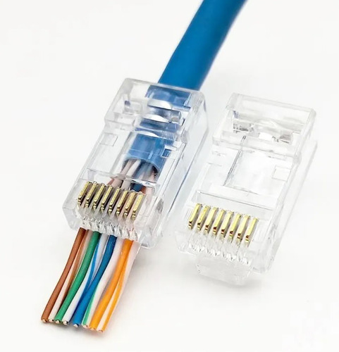 Plug Pass Through Cat 6 Baño Oro 3u 300pz Red Utp Rj45