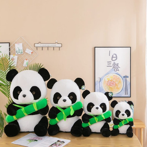 Peluche Oso Panda Con Bamboo 30 Cm