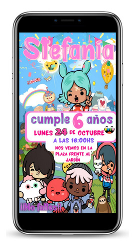 Invitación Digital Toca Boca Personalizada Cumpleaños