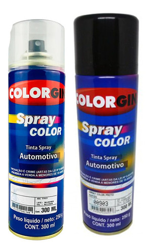 Spray Automotivo Colorgin Preto Brilhante + Verniz
