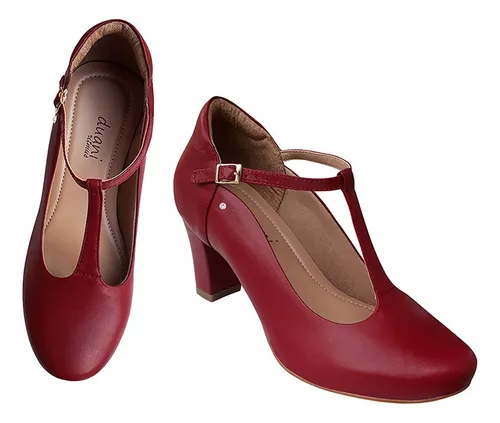Sapato Feminino Para Dan a De Sal o Modelo Boneca Vermelho