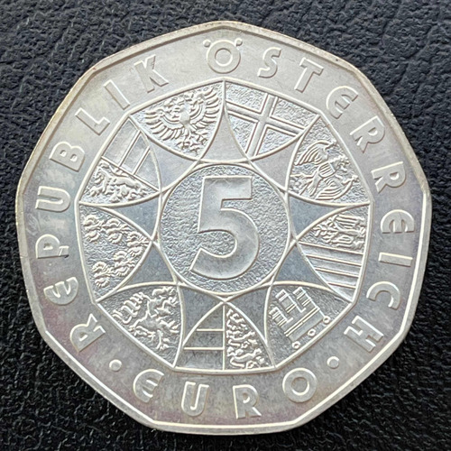 Moeda 5 Euro 2004 - 100 Anos Futebol - Prata Áustria (Usado)