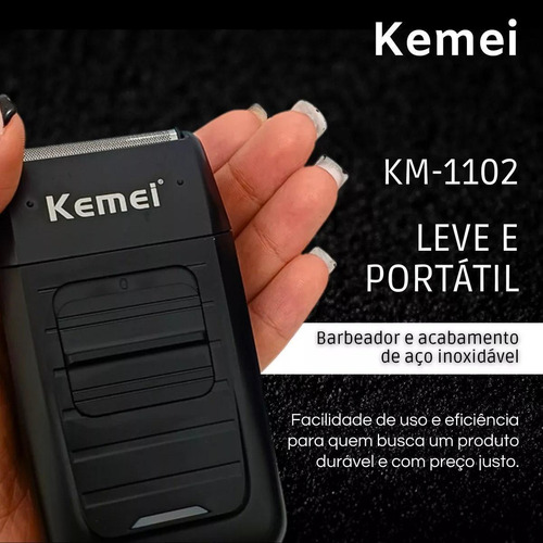 Barbeador Kemei Km-1102 Preto 110-220v: Estilo E Praticidade