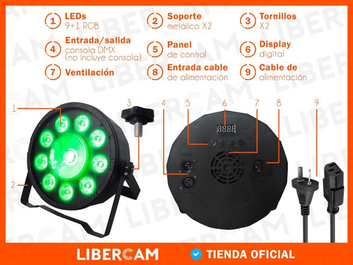Imagen 7 de 10 de Par Led Negro Proton Rgbw Profesional 9 X 10w + 1 X 30w 120w