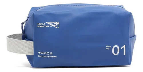 Neceser Impermeable Cosméticos Ideal Playa Viaje Vacaciones Color Azul Marino Diseño De La Tela Liso