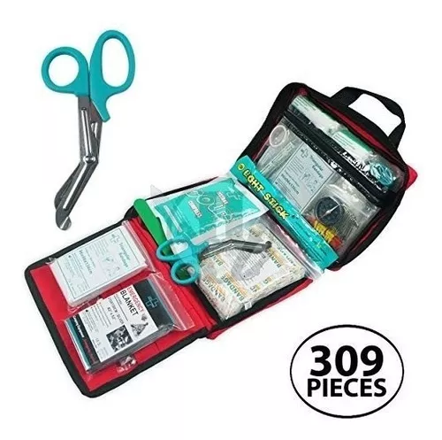 Kit profesional de primeros auxilios de 309 piezas para emergencias  médicas, bolsa reflectante nocturna, incluye manta de emergencia, vendaje,  tijeras