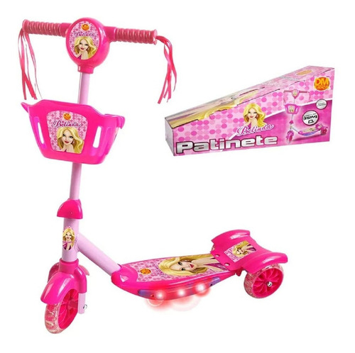 DM Toys Patinete com cesta cor rosa