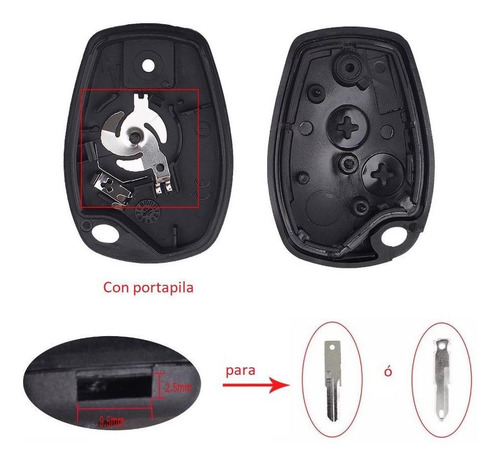 Imagen 5 de 11 de Kit Llave Carcasa Clio Mio Sandero Duster + Pila +pulsadores