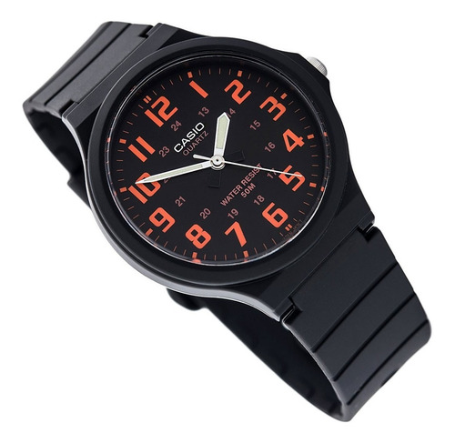 Relógio Casio Masculino Mw-240 Preto Laranja Original