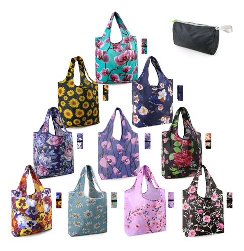 10 Bolsas Lavables, Reutilizables,plegables Y Con Estampados