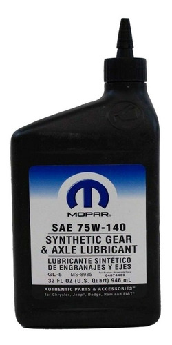 Imagen 1 de 9 de Aceite Transmision O Diferencial 75w 140 Mopar Sp