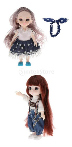 Nuevo 16cm Bjd Doll 13 Ball Jointed Girl Eyes Maquillaje