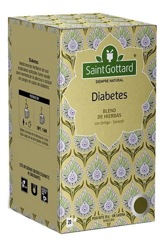 Tisana Diabetes En Saquitos X 20 Unidades. Saint Gottard