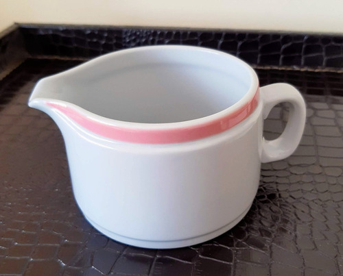 Salsera O Cremera Porcelana Tsuji Linea Borde Rosa (sin Uso)