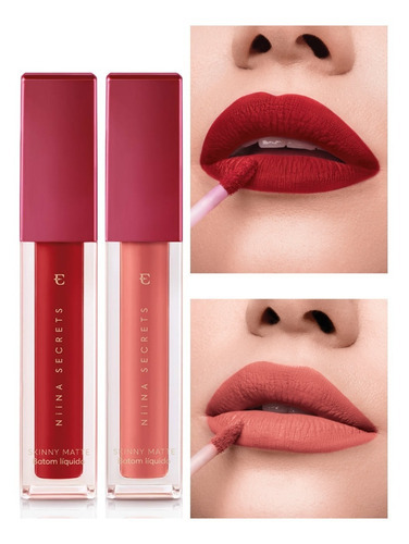 Niina Secrets Batom Líquido Skinny Matte / Kit 2 Cores Cor Terracota Orquídea / Vermelho Hibisco