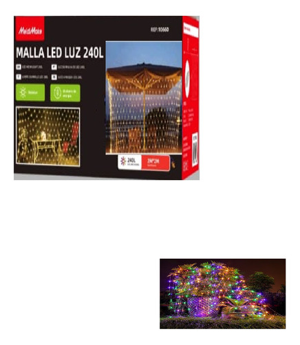 Malla De Navidad Multicolores 2x2 Metros 240 Luces