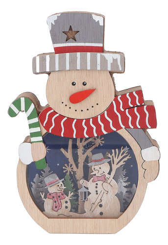 Adorno Navideño Luminoso De Madera Con Emisión Led