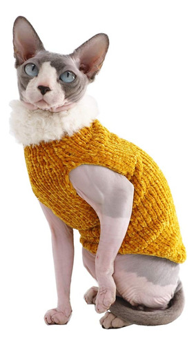 Sphynx Cat Clothes Winter Warm Faux Fur Sweater Outfit, Fash