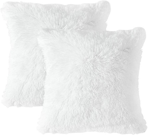 Imagen 2 de 9 de Cojines Rellenos Peludos 45x45cm Importados Extra Suaves