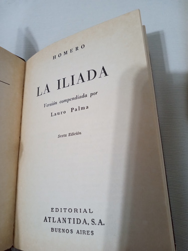 La Odisea Homero X2 La Iliada B Billiken Atlantida Ilustrado (Usado)