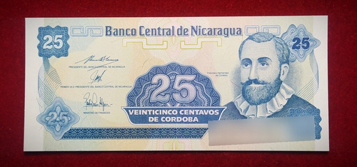 Billete 25 Centavos De Córdoba Nicaragua 1991 Pick 170 Unc 