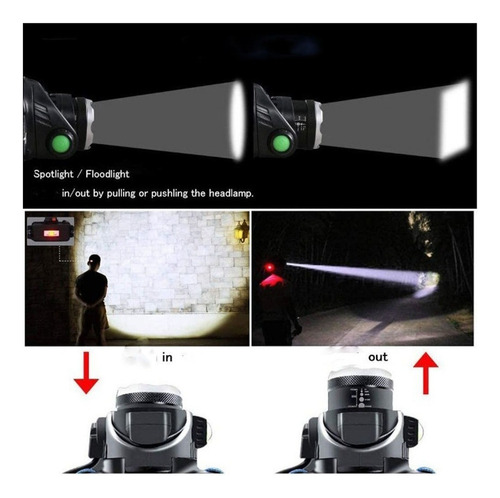 * . Brillante Faro Casco Led Linterna Impermeable Recargable