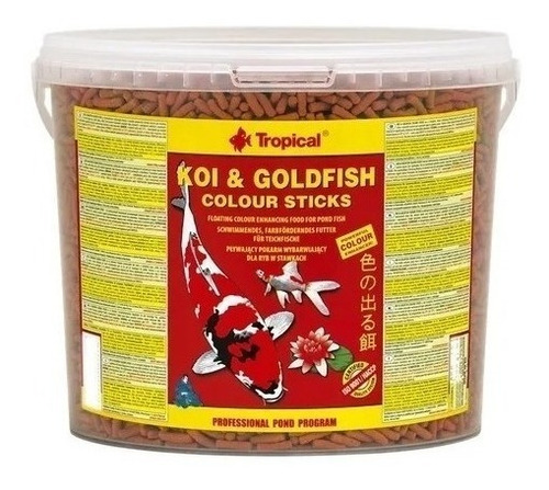 Tropical Koi & Goldfish Colour Sticks Balde 1600g Peixe Lago