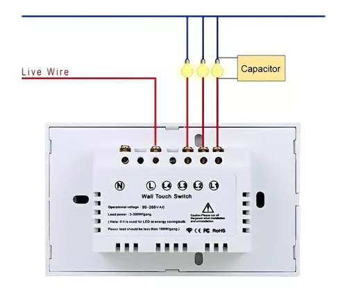 sin condensador no neutro módulo de interruptor inteligente 2/3way