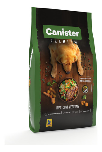 Ração Para Cães Canister Cão Bife Com Vegetais 15kg Premium