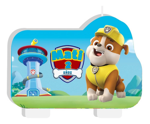 Vela Cumpleaños Personalizada Rubble Paw Patrol