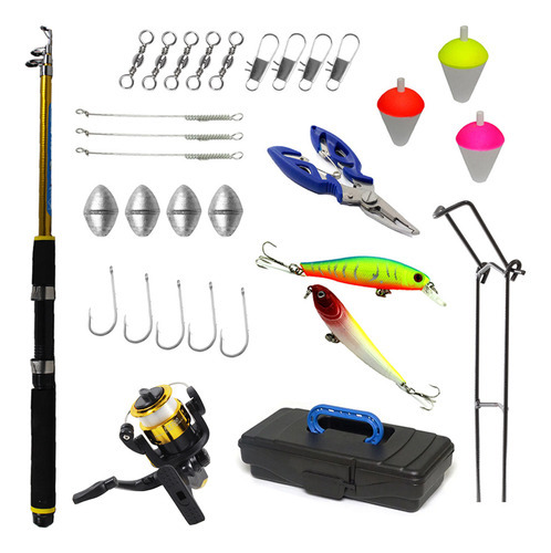 Kit Pesca Completo Molinete + Vara Telescópica + Acessórios