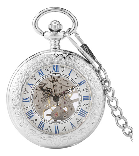 Reloj De Bolsillo Antiguo De Viento Mano Mecánico Plateado
