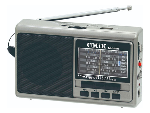 Radio Sw Am Fm Mp3 Memoria Sd Usb Bateria Recargable Mnr