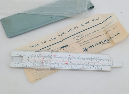 Regla De Cálculo Vintage En Plástico, Japonés The Pilot Pen