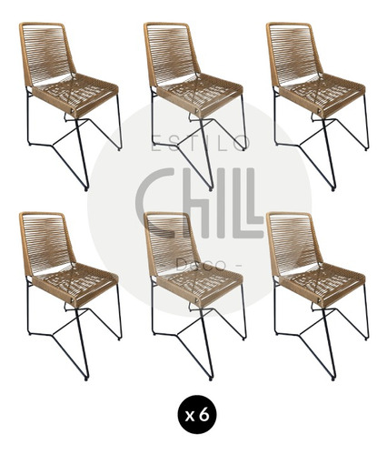 Silla Tulum Tejida Simil Yute O Pvc Set X6