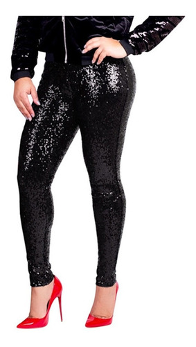 Pantalones Brillantes De Mujer Lentejuelas Leggings Fino [u]