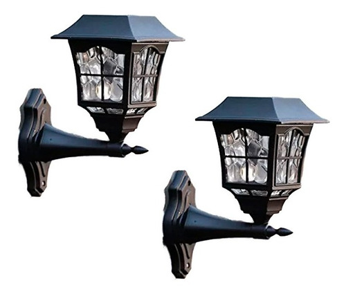 Combo X2 Faroles Led Solar Pared Exteriores Resiste Agua Sol