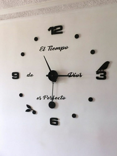Reloj 3d 100x 100 Cm Con Péndulo + Frase En Vinilo 