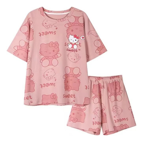 Traje De Pijama Para El Hogar De Hello Kitty, Simple Y Lindo