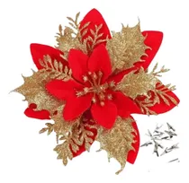 Comprar 24 Flores Navideñas Artificiales Con Clips Y Tallos