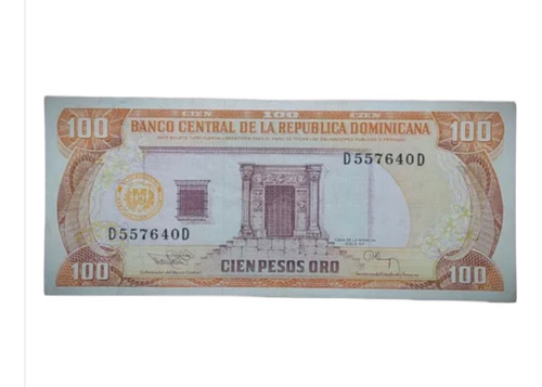 Billete 100 Pesos Oro República Dominicana 1994 Pick 136 B (Usado)