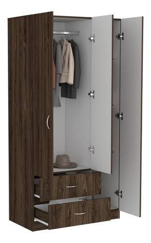 Closet Austral 3p 180 X 90 X 47 Rta Coñac + Blanco Color Marrón oscuro