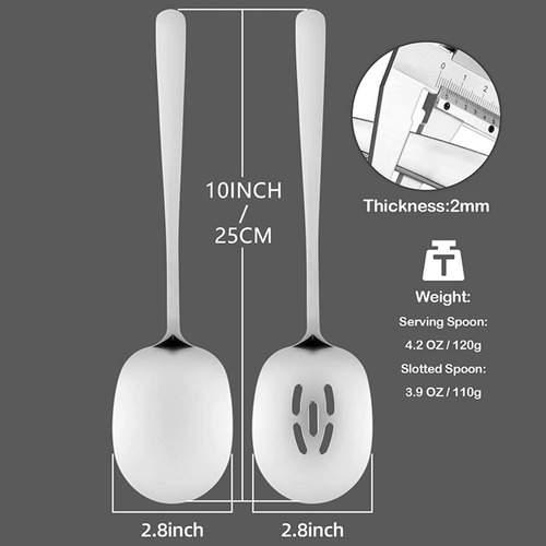 Juego De Cucharas Para Servir, Cuchara Ranurada De 10 Pulgad